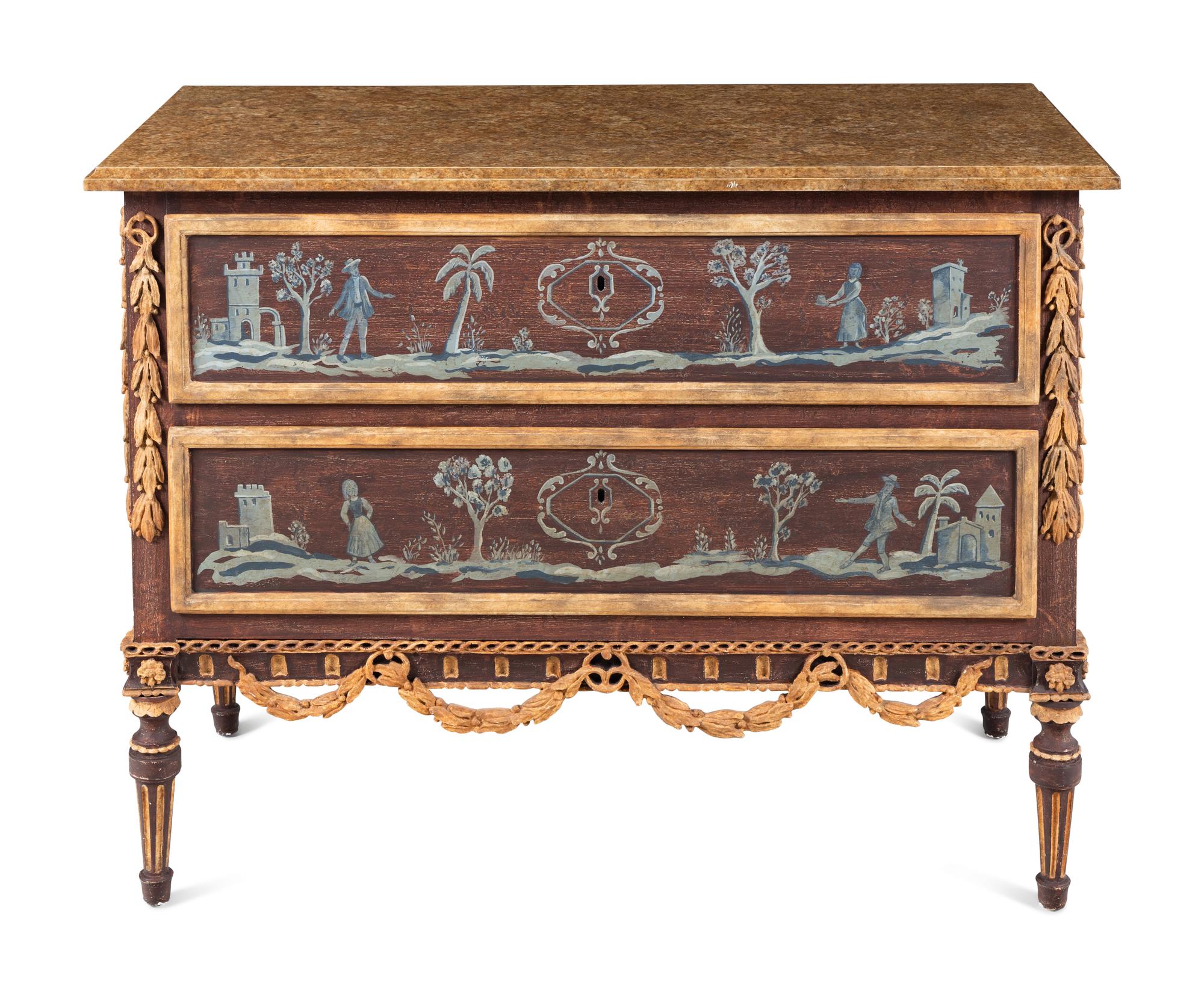 An Italian Style Painted Chest of Drawers