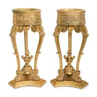 A Pair of Large Louis XV Style Giltwood Jardinière Stands