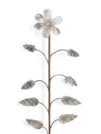 A Pair of Silvered Wood and Rock Crystal Three-Light Sconces, in the Style of Maison Baguès