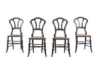 A Set of Four French Mother-of-Pearl Inlaid Side Chairs