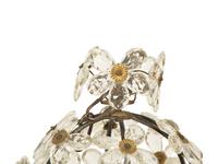 A Small Globe-Form Glass and Metal Chandelier with Floral Design