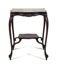 An Art Nouveau Style Mahogany Occasional Table Height 30 x width 24 x depth 24 inches.
