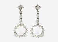 A Pair of 14K White Gold and Diamond Ear Clips
