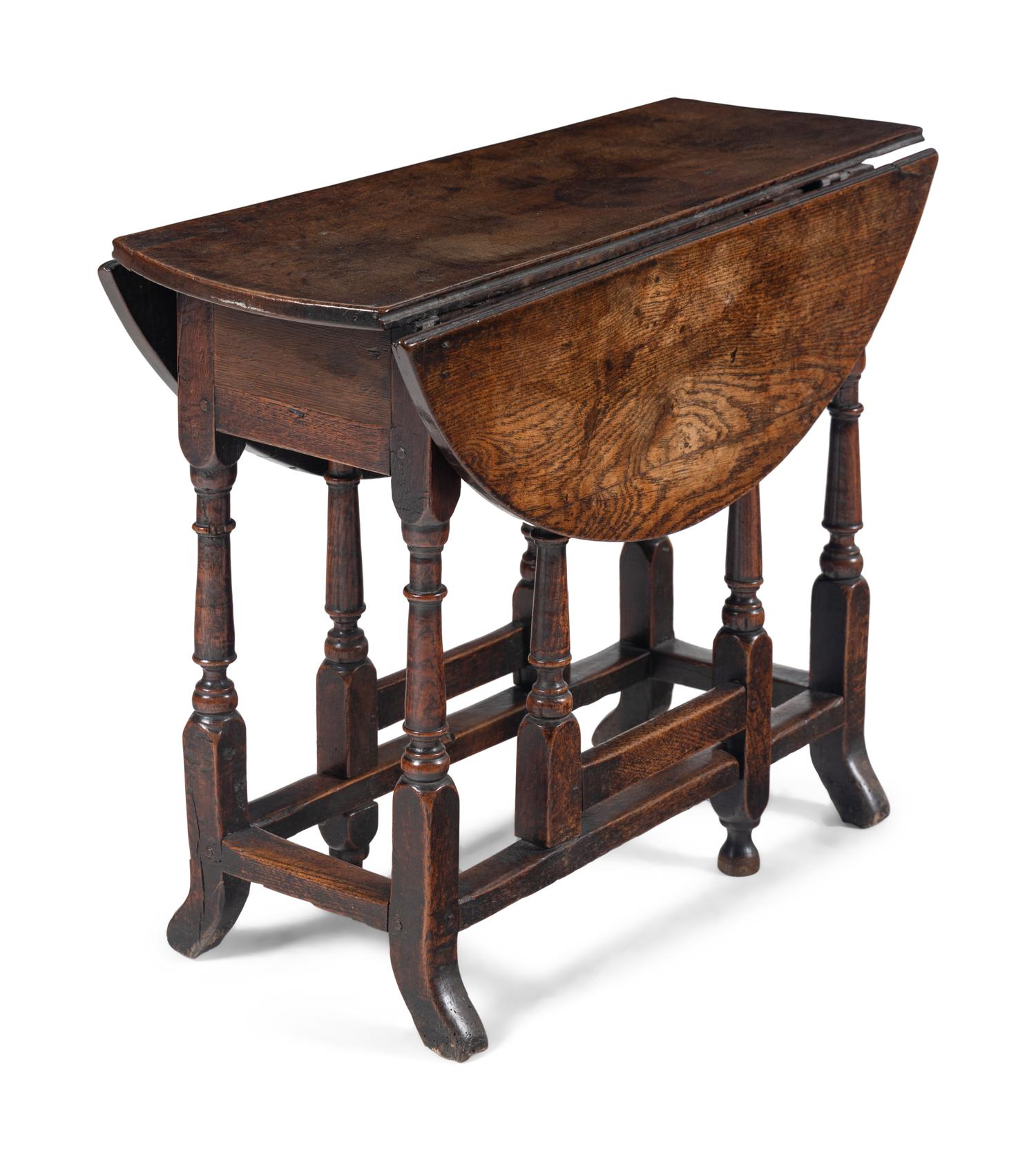 A William and Mary Oak Drop-Leaf Table