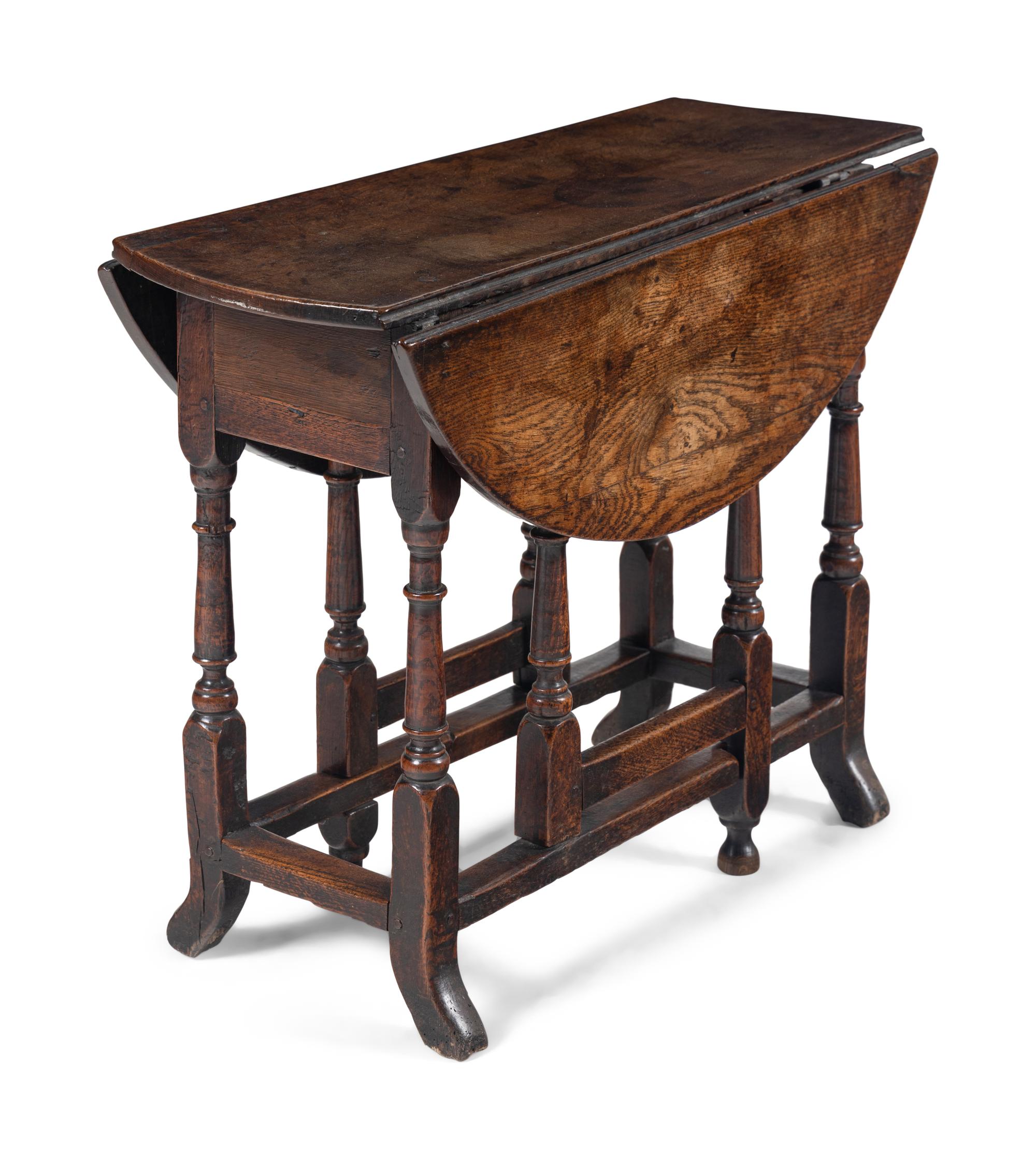 A William and Mary Oak Drop-Leaf Table
