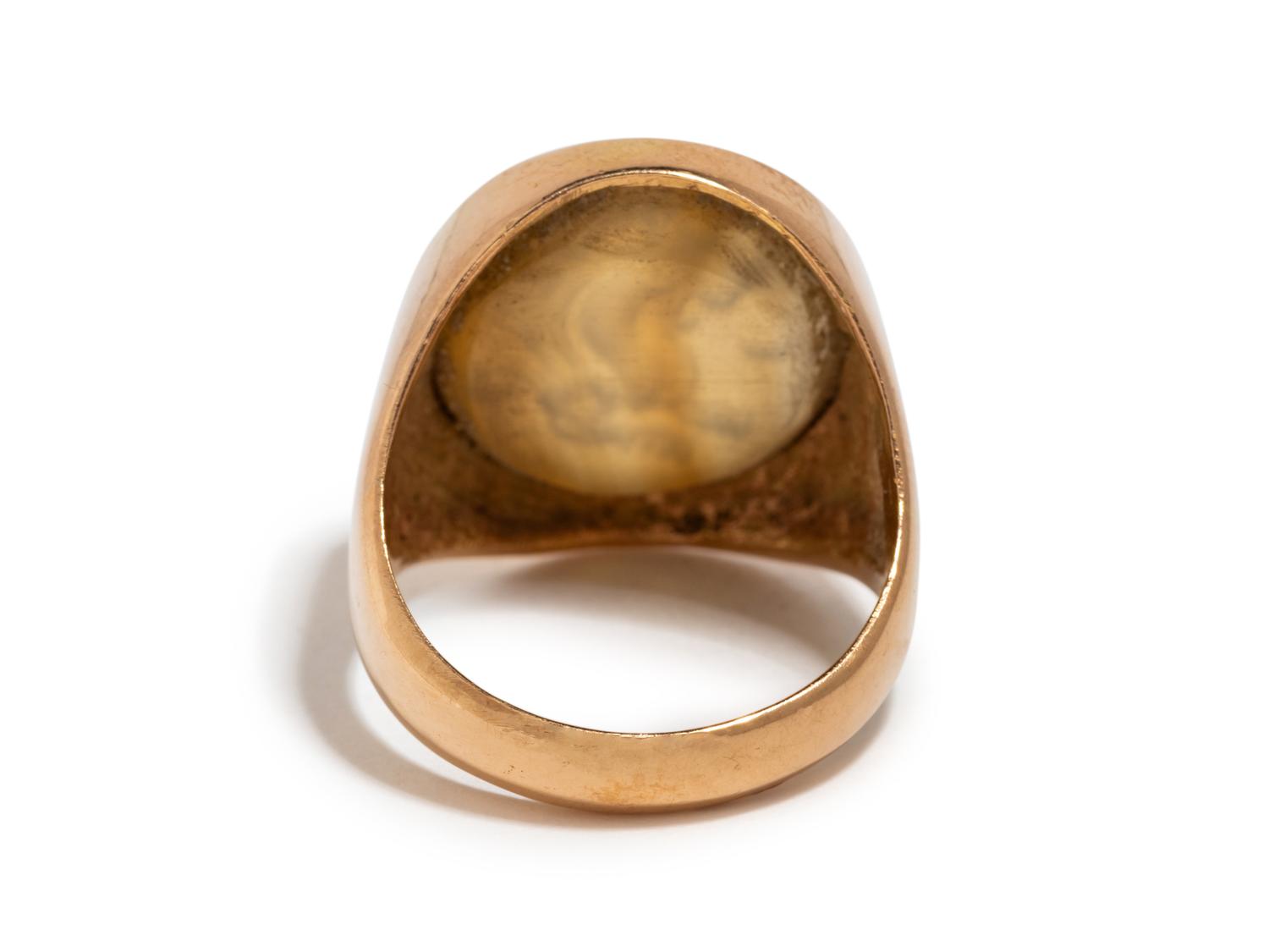 A Sasanian Agate Ring Stone with a Griffin — Set in a copper ring