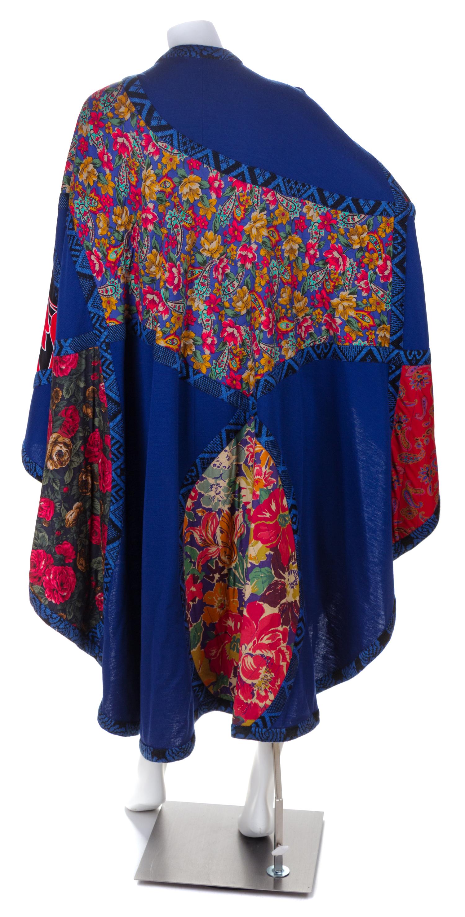 A Koos Royal Blue Wool Quilted Cape, No size.