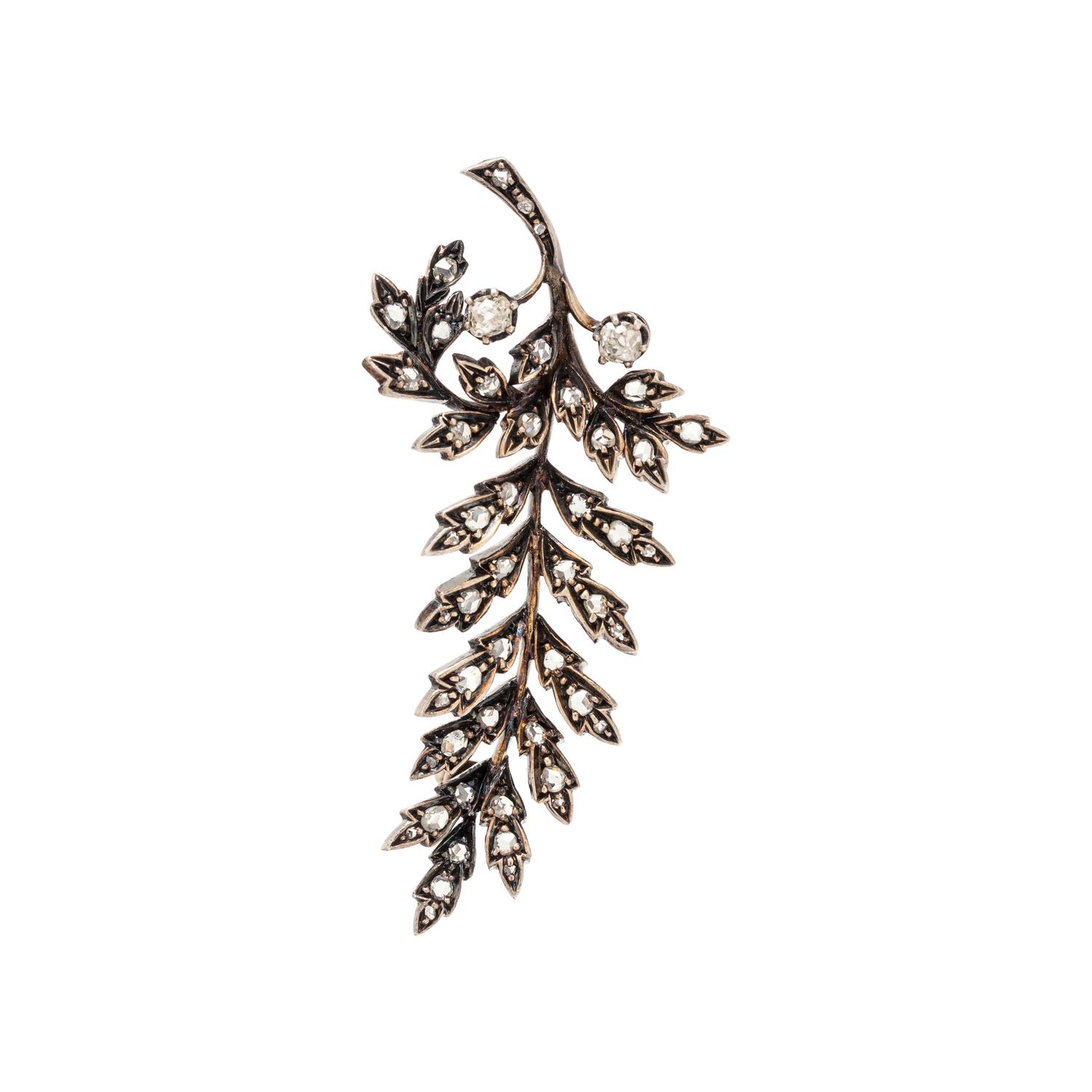 DIAMOND LEAF BROOCH