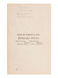 [MILITARIA - TEXAS]. DE PLANQUE, Louis (1842-1898), photographer. CDV showing a group of US artillery officers in dress uniforms with a brass 12-pound gun. Brownsville, TX.