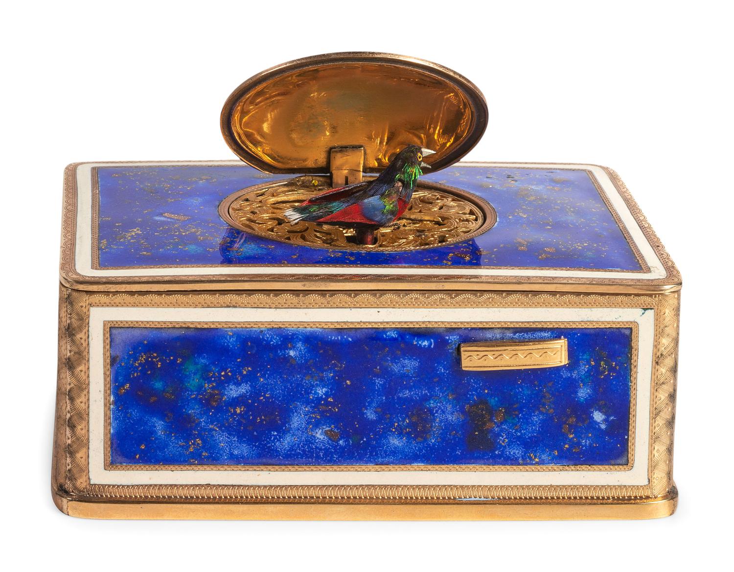 An Enamel and Gilt Metal Singing Bird Automaton