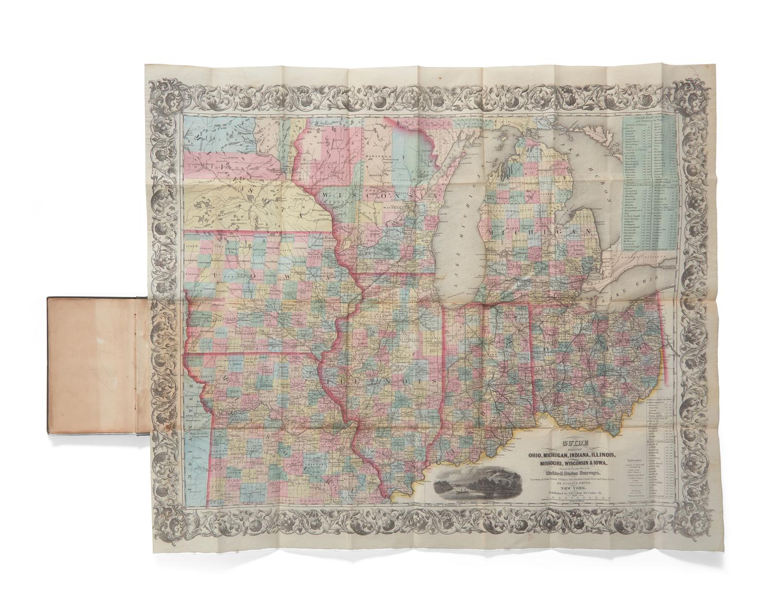 [Maps & Atlases] The Western Tourist and Emigrant’s Guide Through the States of Ohio, Michigan, Indiana, Illinois, Missouri, Iowa, and Wisconsin, and the Territories of Minesota, Missouri, and Nebraska...