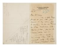 Maugham, W. Somerset (1874-1965). Autograph letter signed ("W. Somerset Maugham") to W. Morris Colles, Carlisle Mansions, Westminster S.W., 8 January [ca 1899].