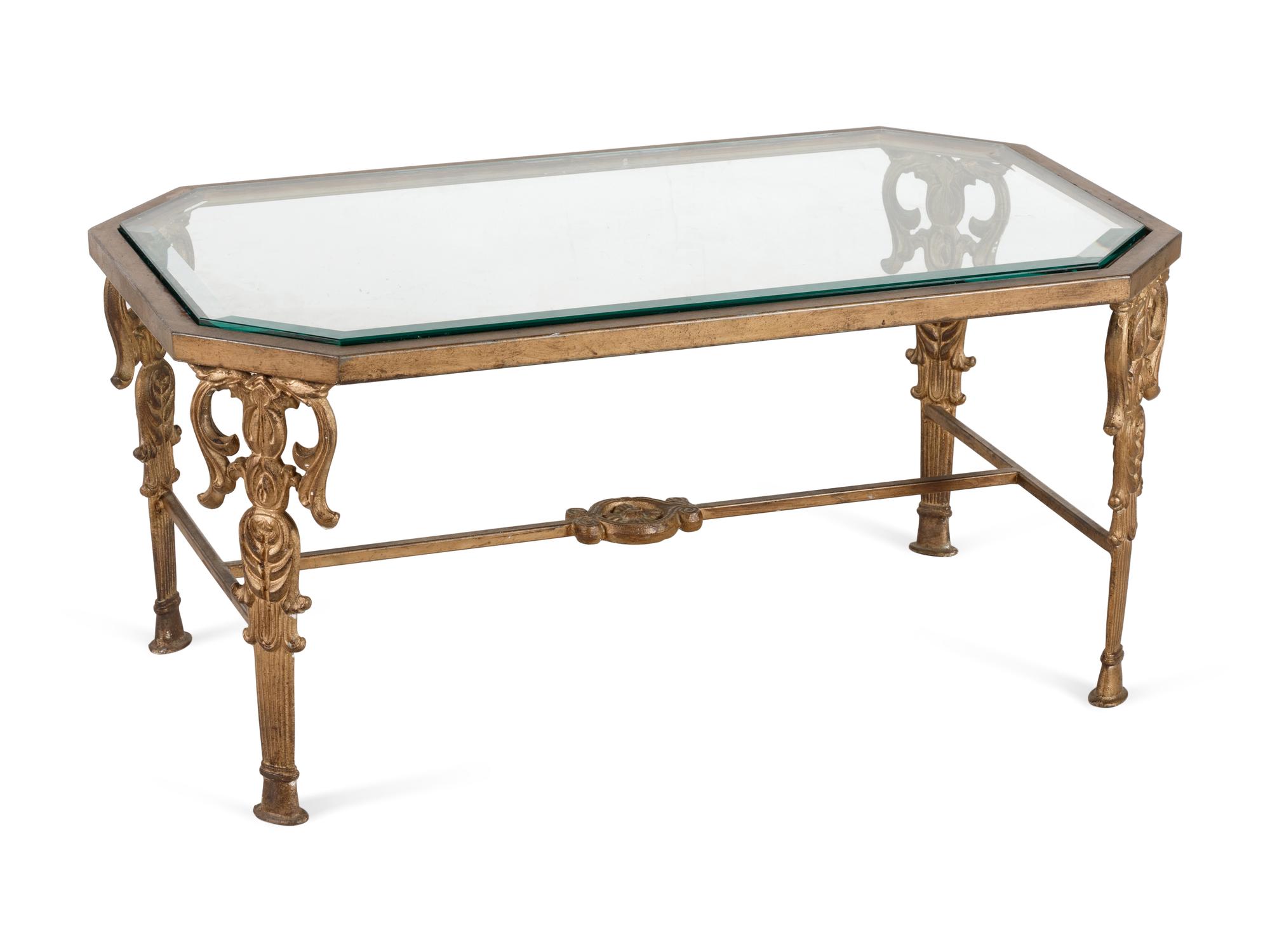 A Brass and Glass Low Table