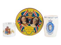 [ROYALTY]. A group of handkerchiefs, ceramics, and other ephemera from Queen VICTORIA, King GEORGE V, and King EDWARD VIII comprising: