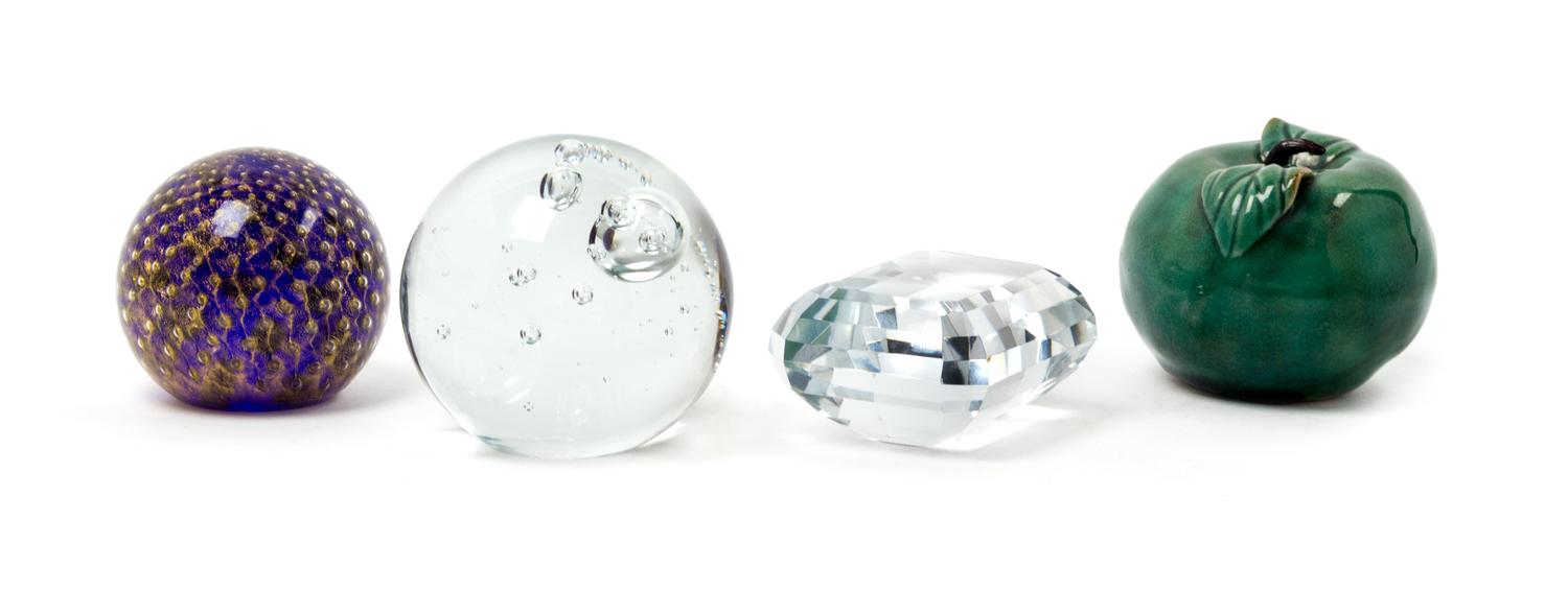 A Collection of Four Paperweights Height of largest 3 1/4 inches. — 20TH CENTURY