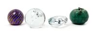 A Collection of Four Paperweights Height of largest 3 1/4 inches. — 20TH CENTURY