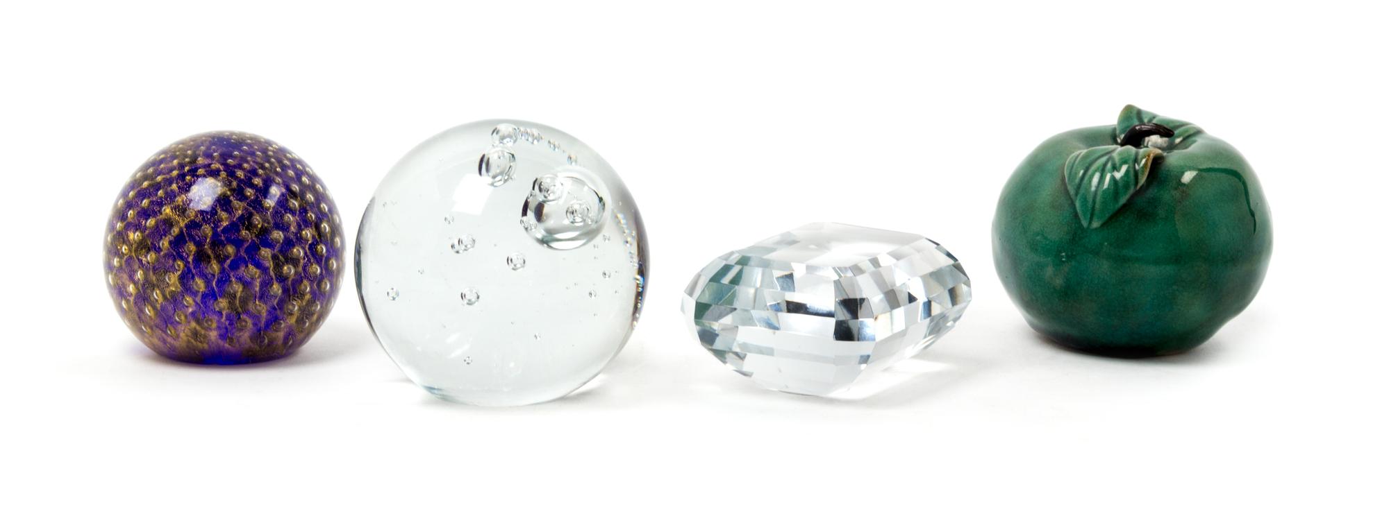 A Collection of Four Paperweights Height of largest 3 1/4 inches. — 20TH CENTURY