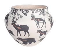 Pottery Jar, with Heartline Elk, Deer, and Bears