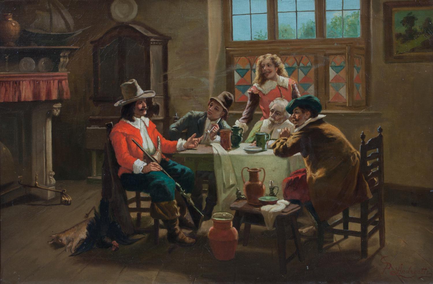 After Federico Andreotti, (Italian, 1847-1930), Men Around Table