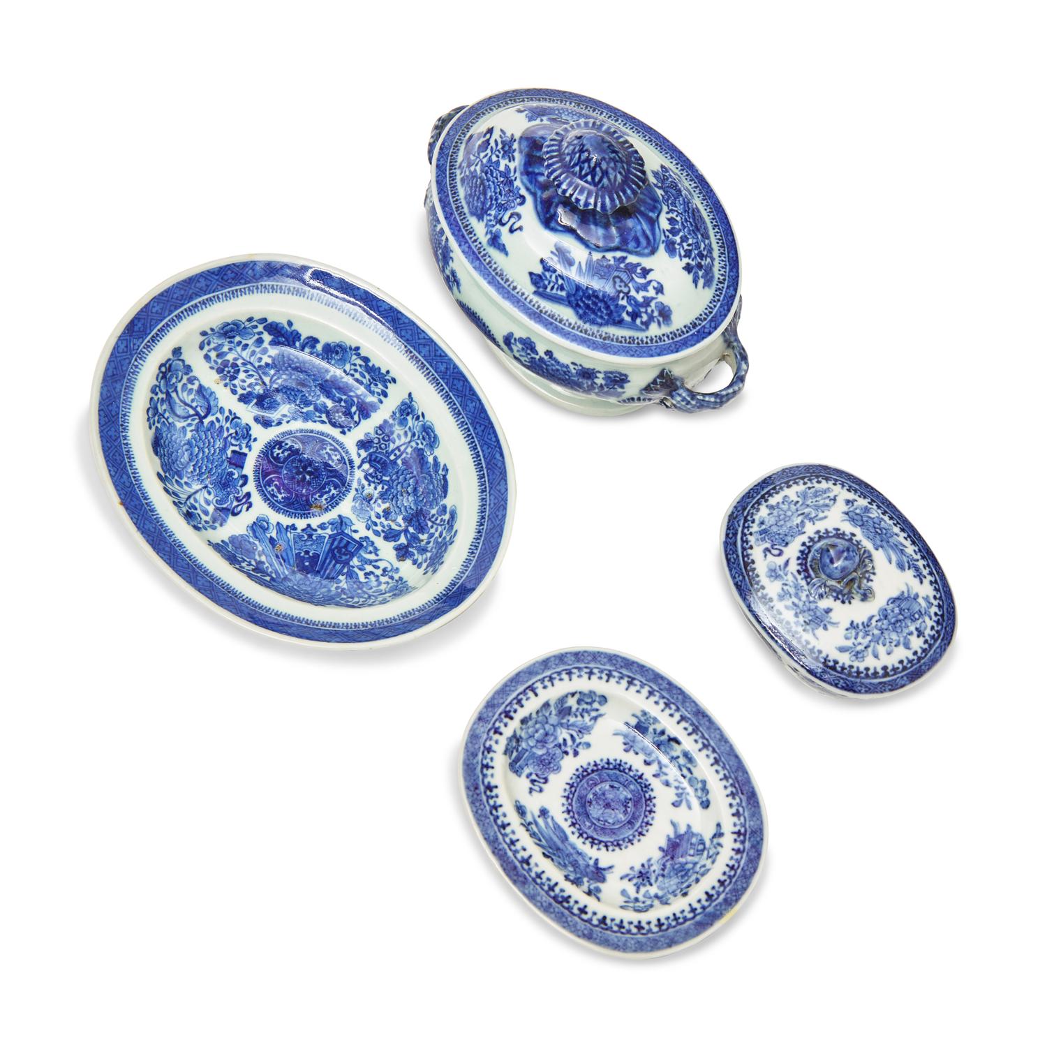 A Group of Five Chinese Export Porcelain Fitzhugh Tablewares