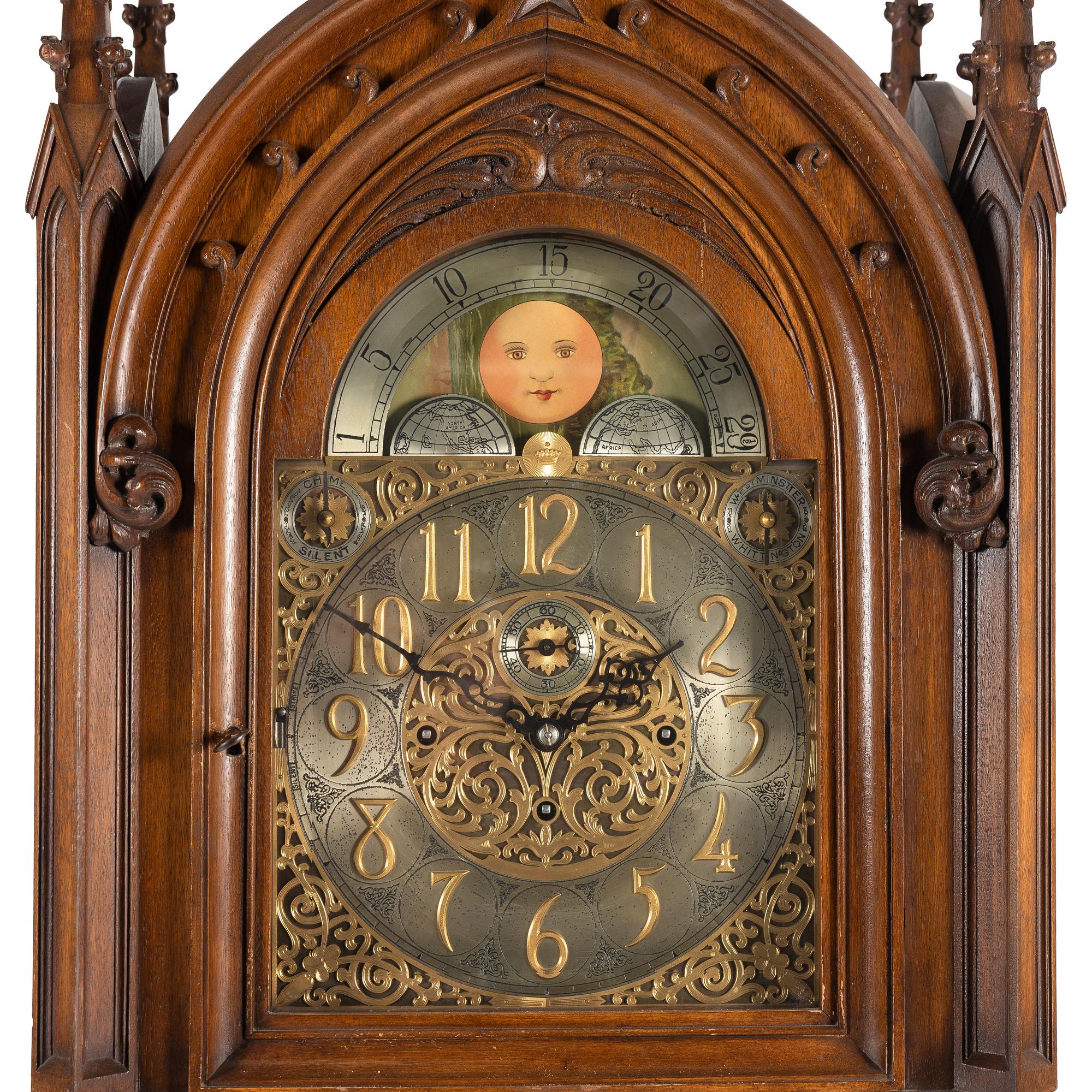 A Herschede Gothic Revival Tube-Striking Tall Case Clock