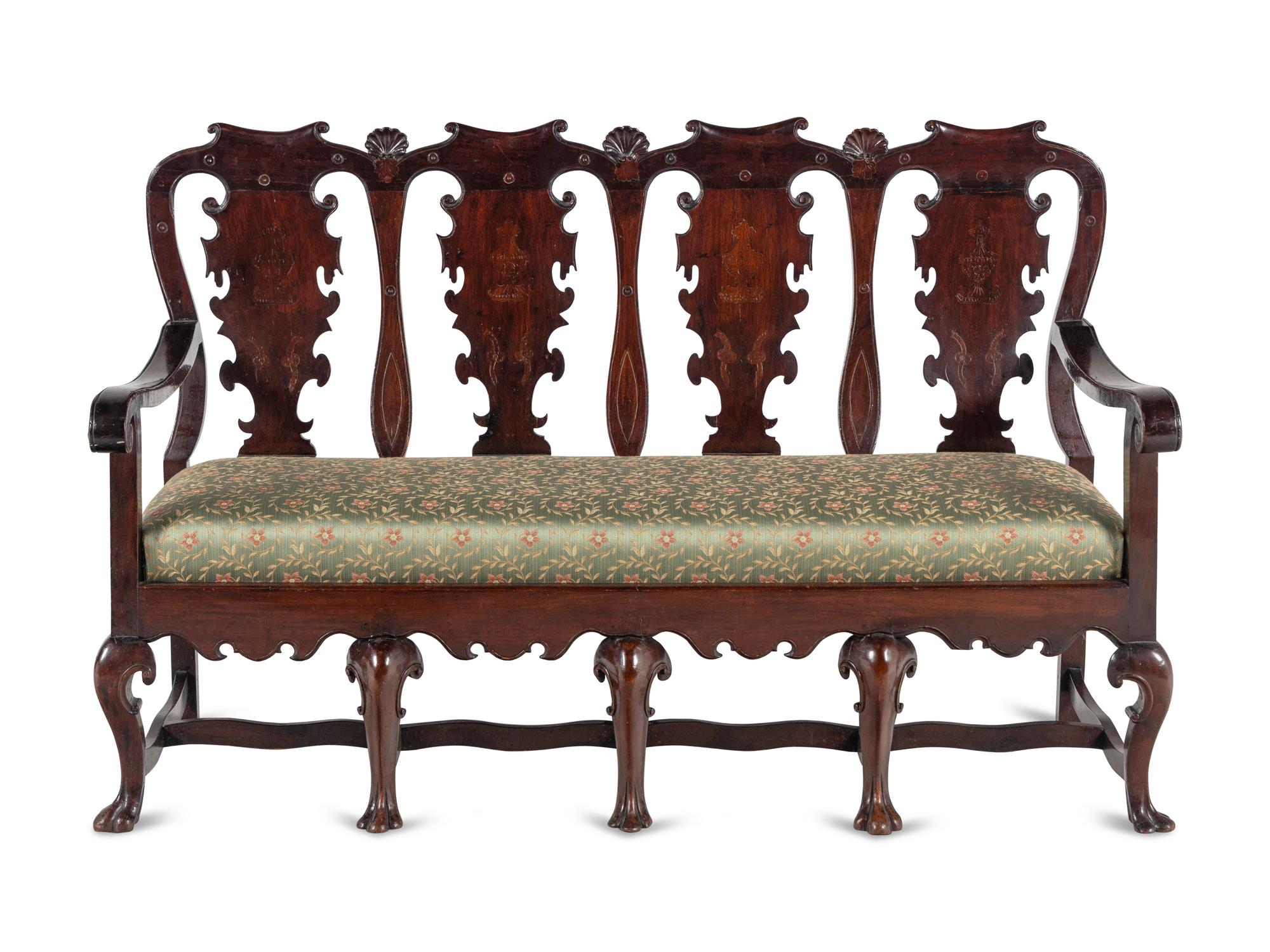 A Portuguese Walnut Quadruple-Back Settee