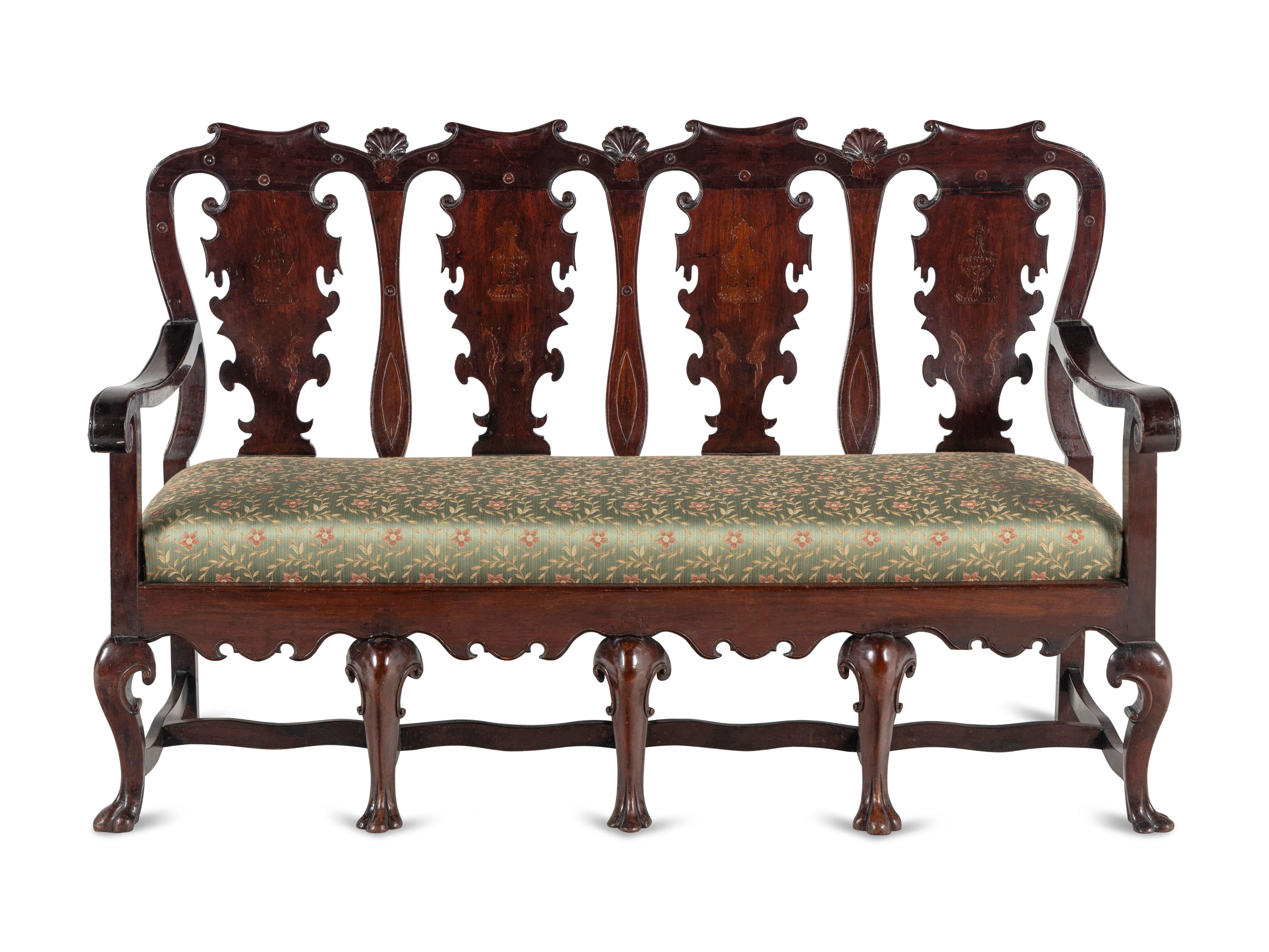 A Portuguese Walnut Quadruple-Back Settee