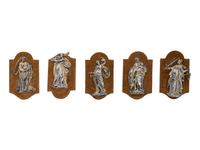 A Set of Five South German Silver Figural Plaques