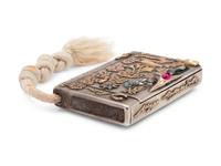 A Russian Silver and Applied Gold and Enamel Charm Decorated Cigarette Case