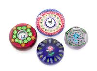 A Group of Four Glass Paperweights, including examples by William Mason, Baccarat, Perthshire and possibly Paul Ysart