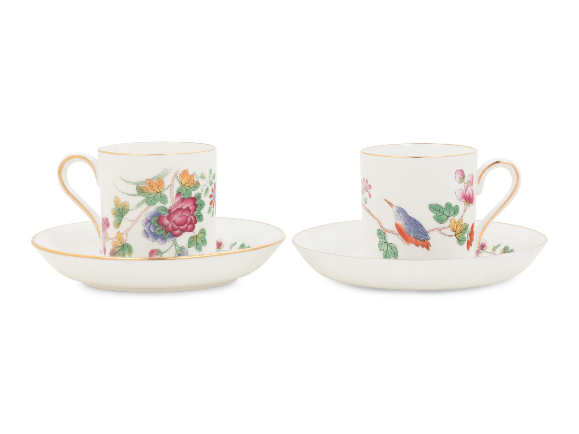 A Set of Wedgwood Cuckoo Porcelain Demitasse Cups and Saucers