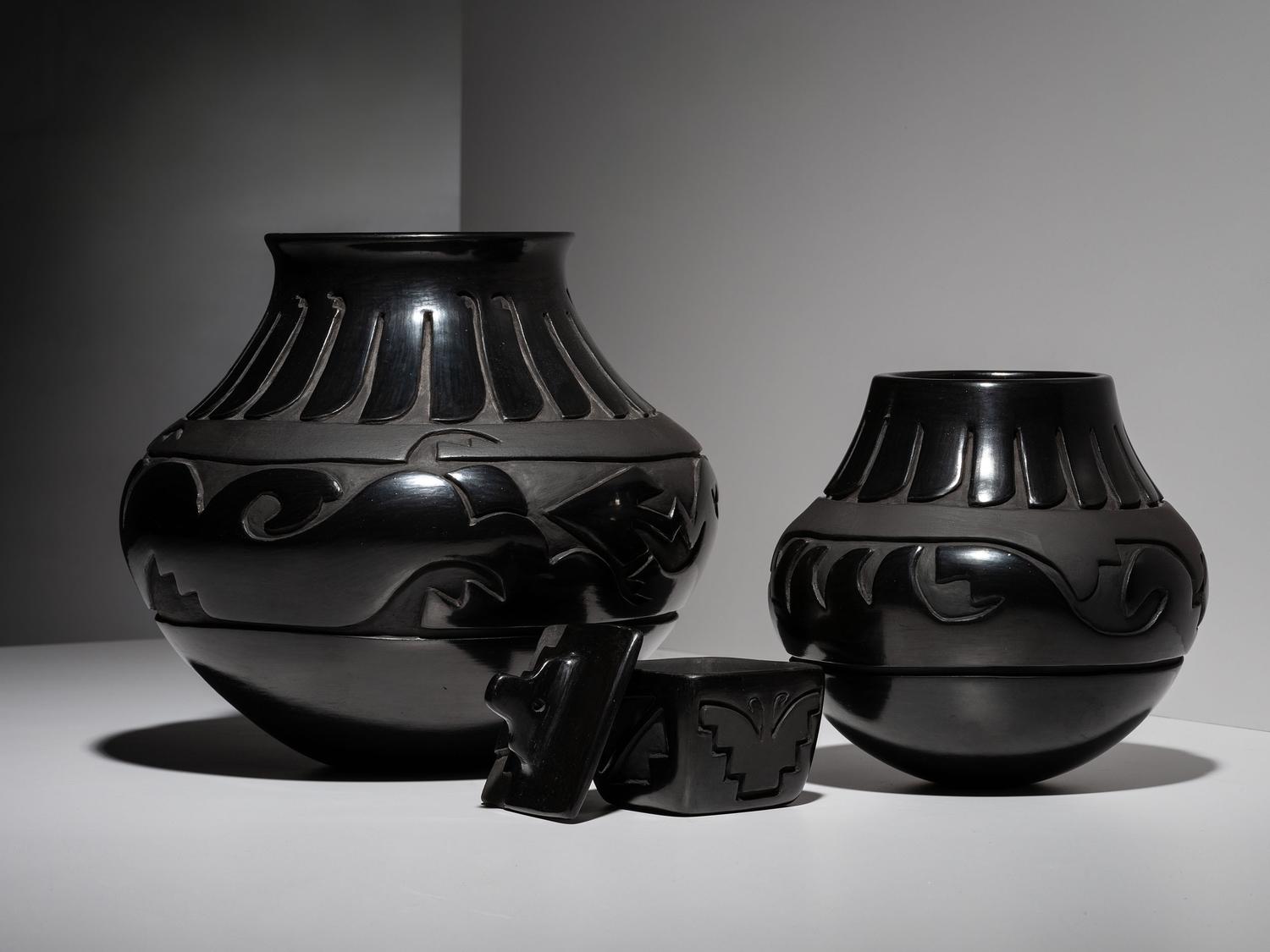 Carved Blackware Pottery