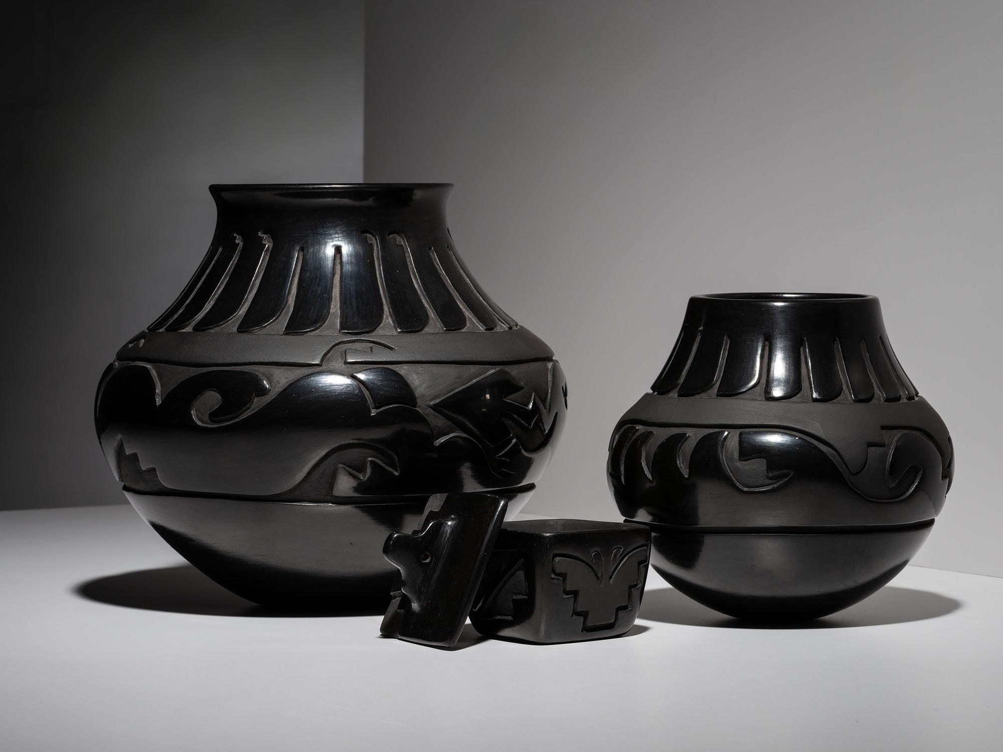 Carved Blackware Pottery