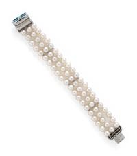 MAYOR'S, BLUE TOPAZ AND CULTURED PEARL BRACELET