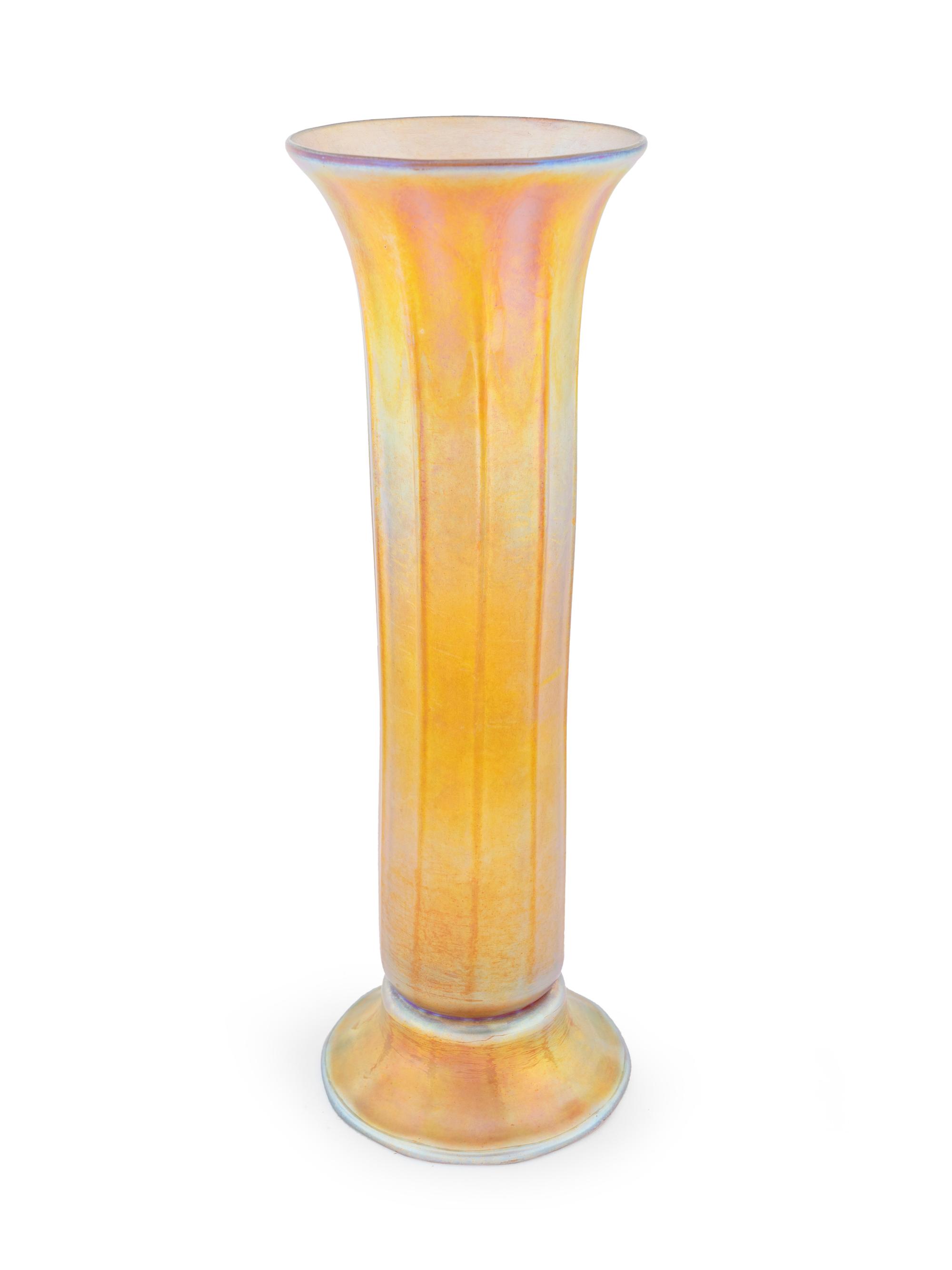 A Tiffany Studios Gold Favrile Ribbed Glass Vase — EARLY 20TH CENTURY