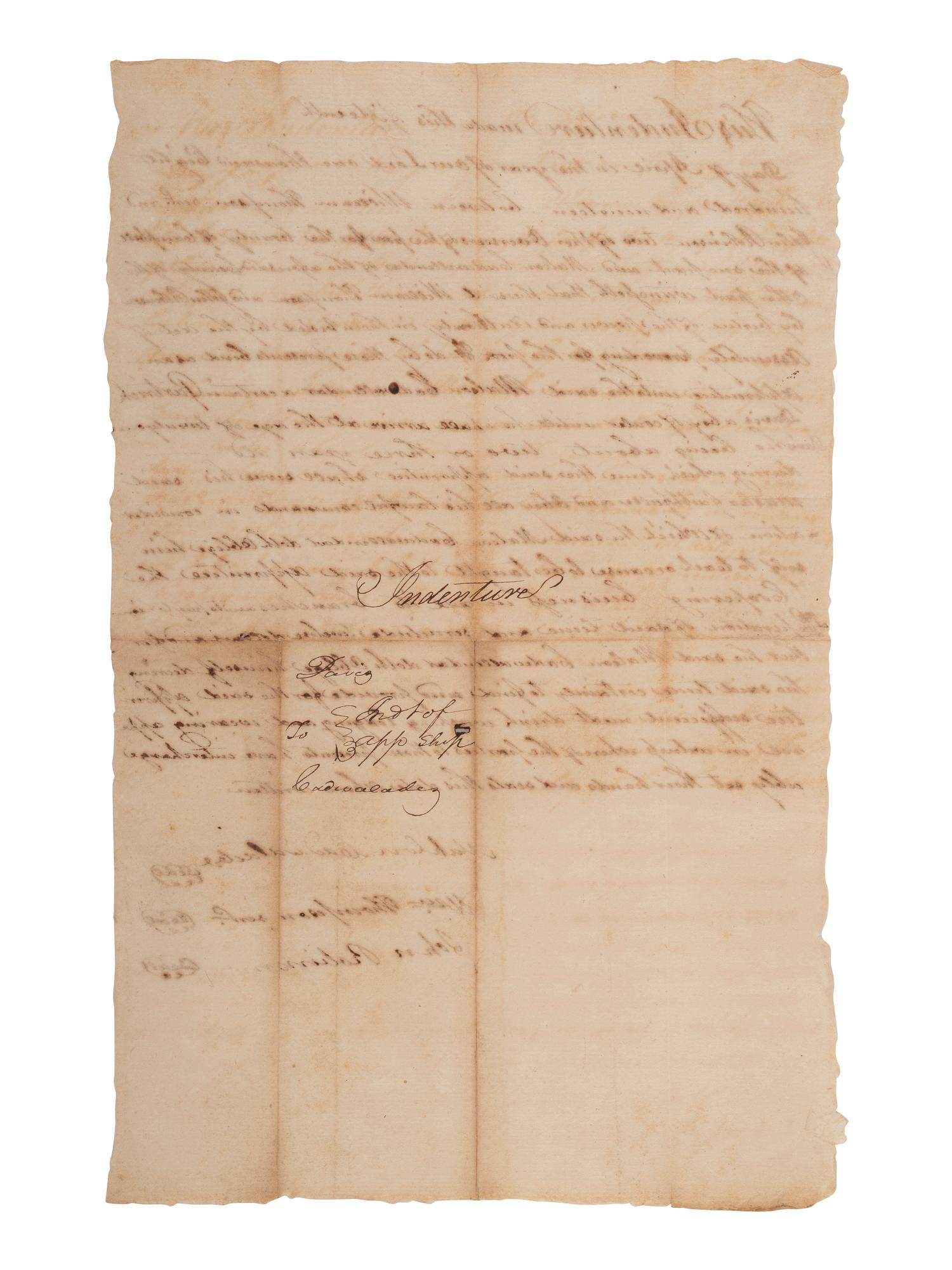 [ENSLAVEMENT]. Indenture related to an important VA Circuit Superior Court freedom suit, 1819.