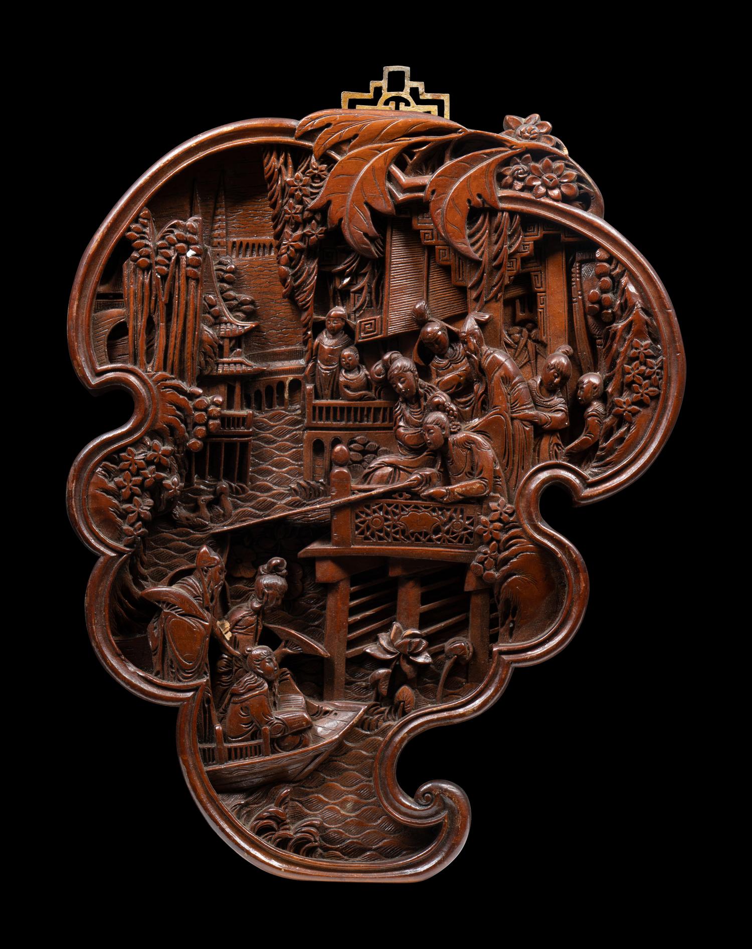 Two Chinese Carved Hardwood Panels
