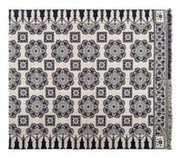 A Blue and White Jacquard Woven Coverlet