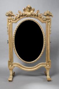 A Neoclassical Giltwood Dressing Mirror, Height 29 1/4 x width 16 1/2 inches.