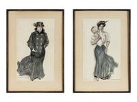Woman Dressed in a Naval Uniform and Woman in a Tennis Outfit (a pair of works)