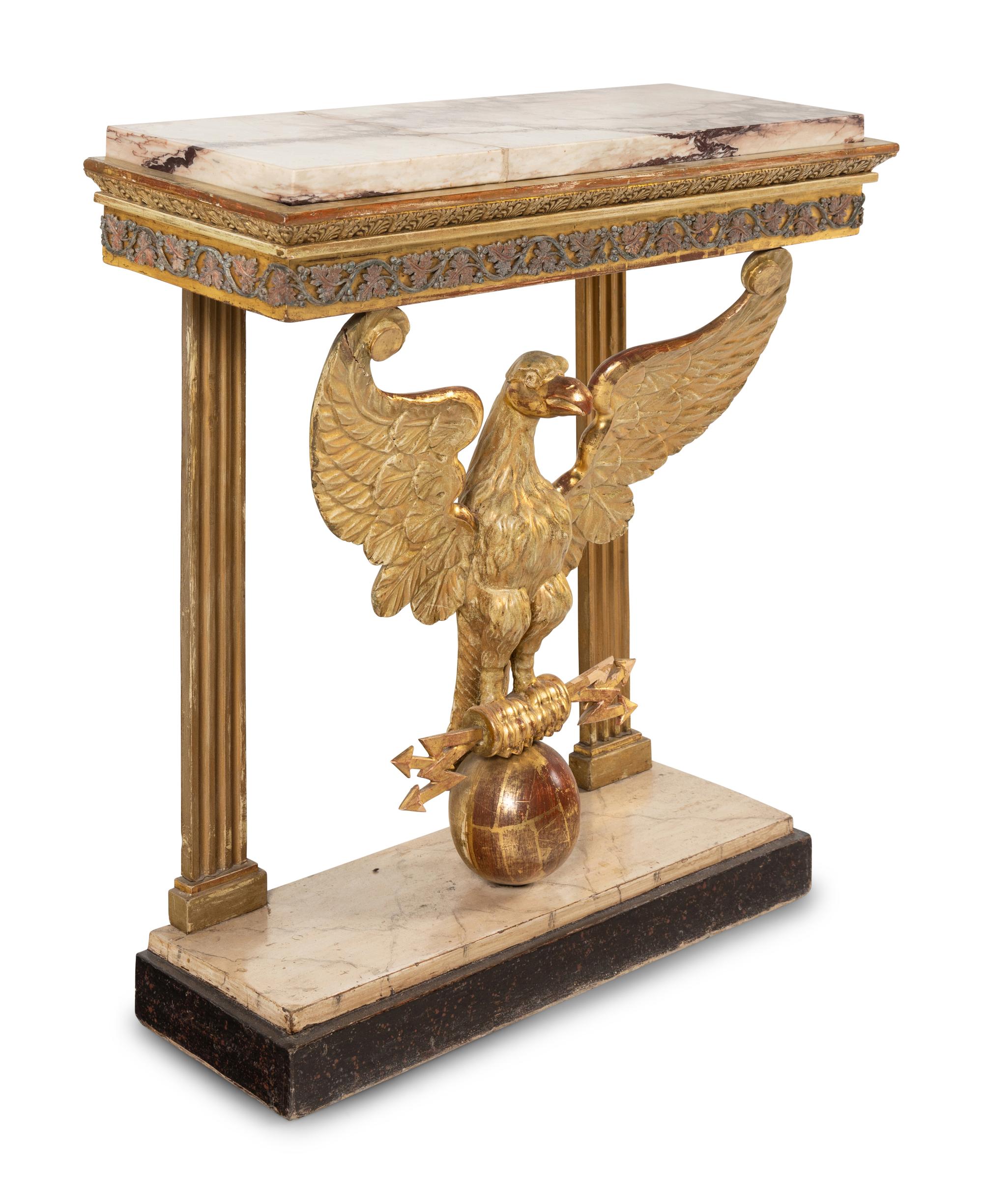 A Swedish Giltwood Marble-Top Pier Table