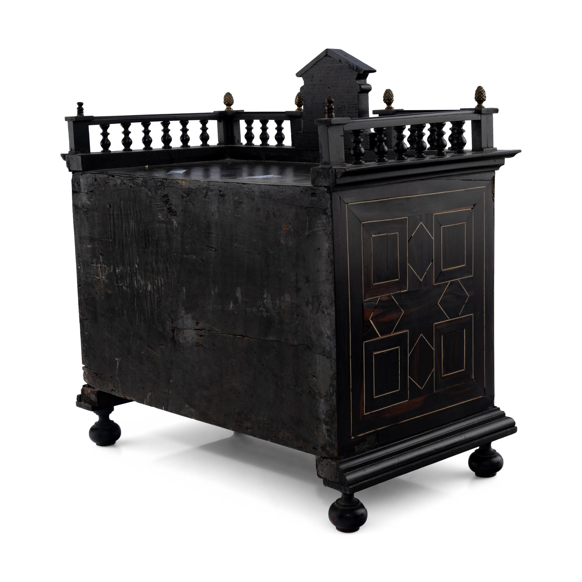 A Dutch Ebonized and Tortoise-Shell Veneered Jewelry Cabinet