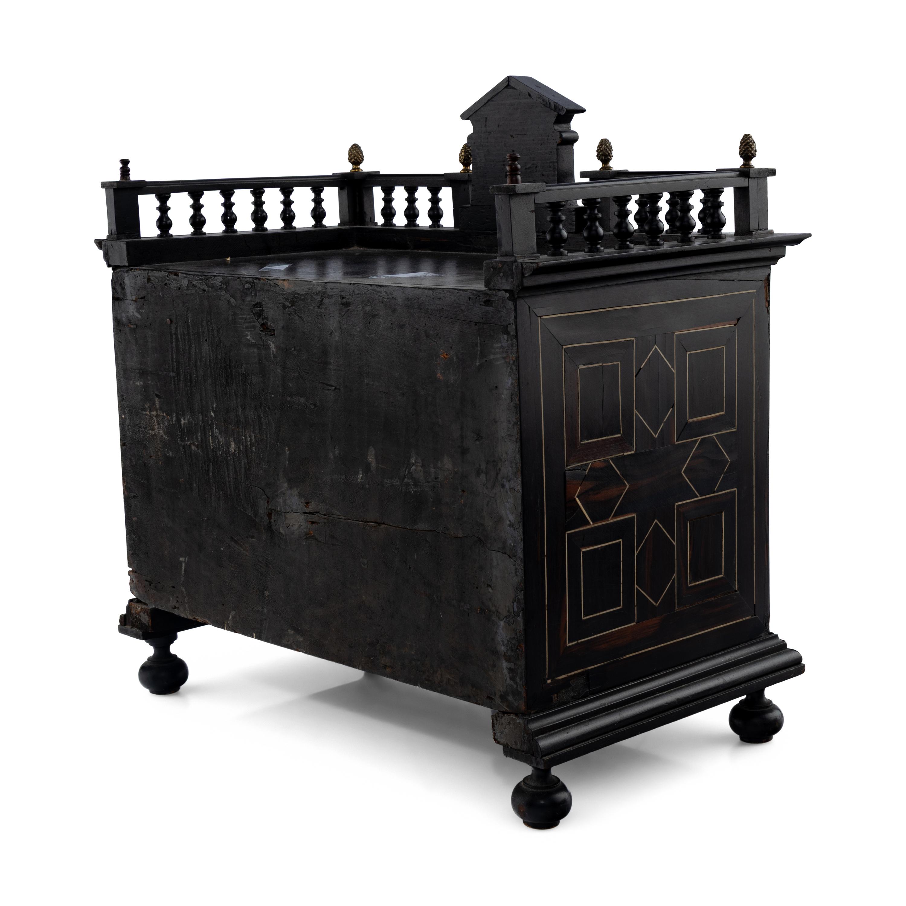 A Dutch Ebonized and Tortoise-Shell Veneered Jewelry Cabinet