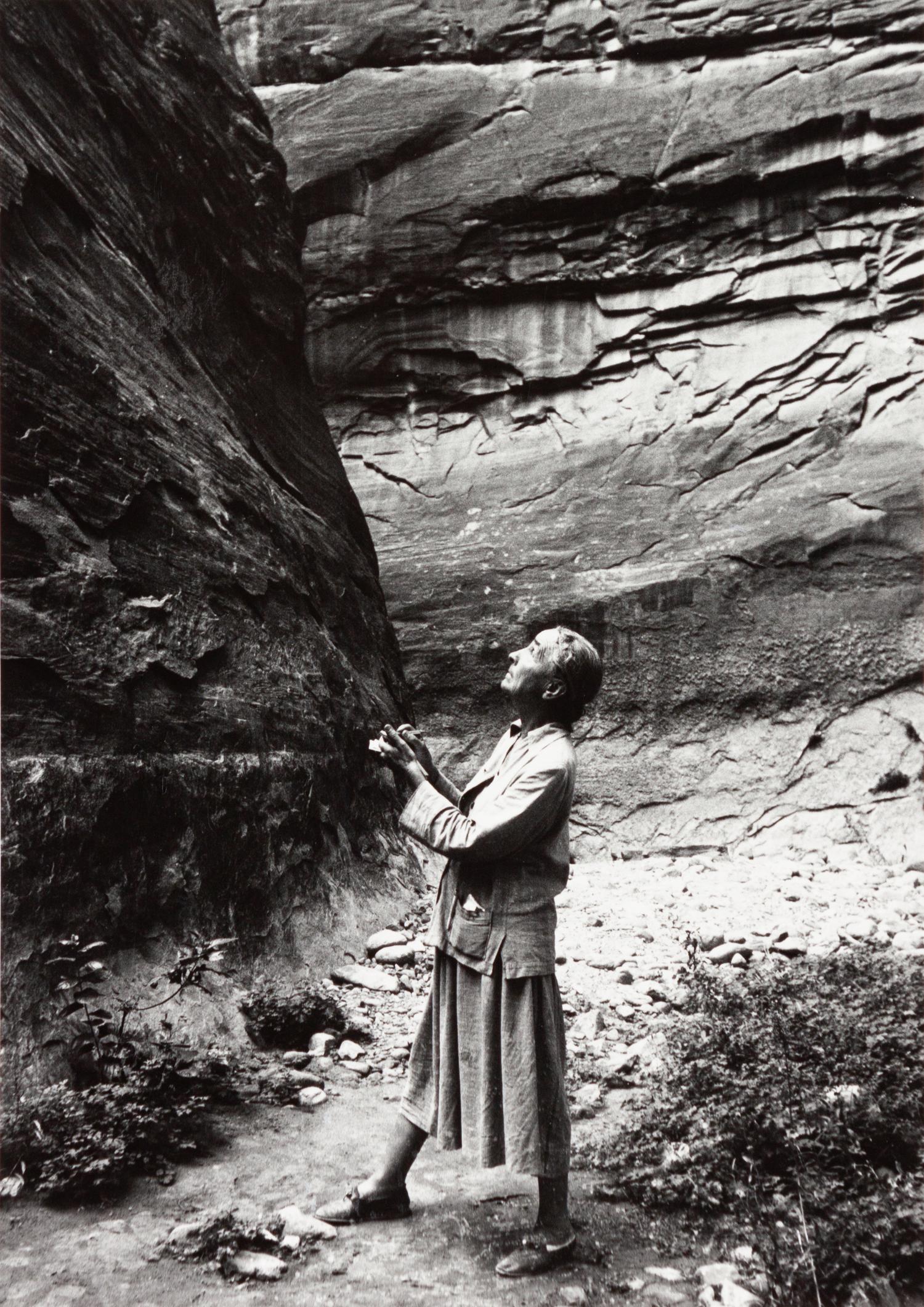 A group of five photographs ( O'Keeffe in the Canyon Under the Lake , 1964 (printed 1985); O'Keeffe Standing in Cavern , 1964 (printed 1984) Georgia O'Keeffe in Twilight Canyon , 1964 (printed 1985); Georgia O'Keeffe Photographing the Chama River , 1961 (printed 1984); O'Keeffe Sketching in Glen Canyon , 1961 (printed 1985))