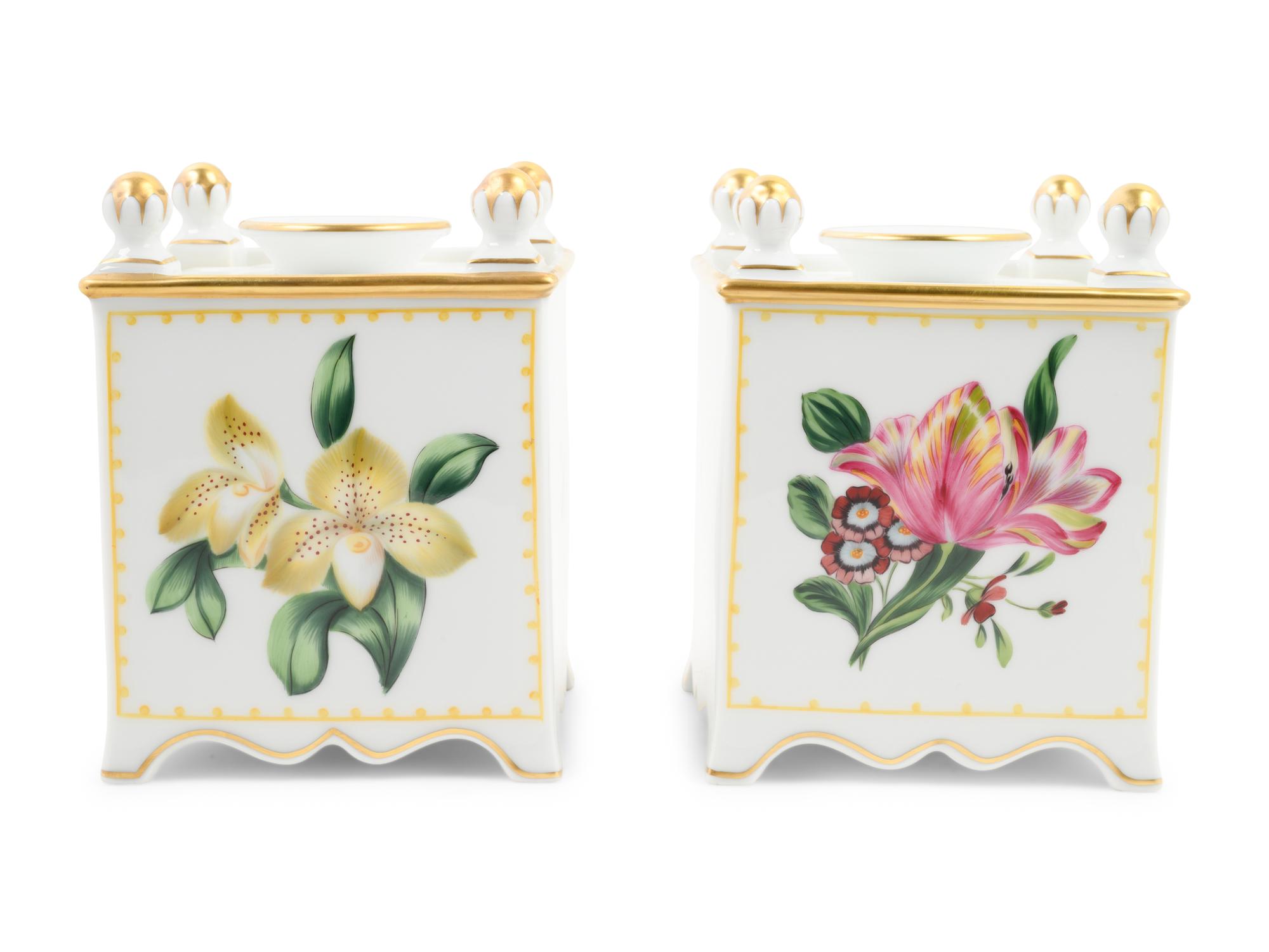 A Pair of William Yeoward Painted Porcelain Bough Pots