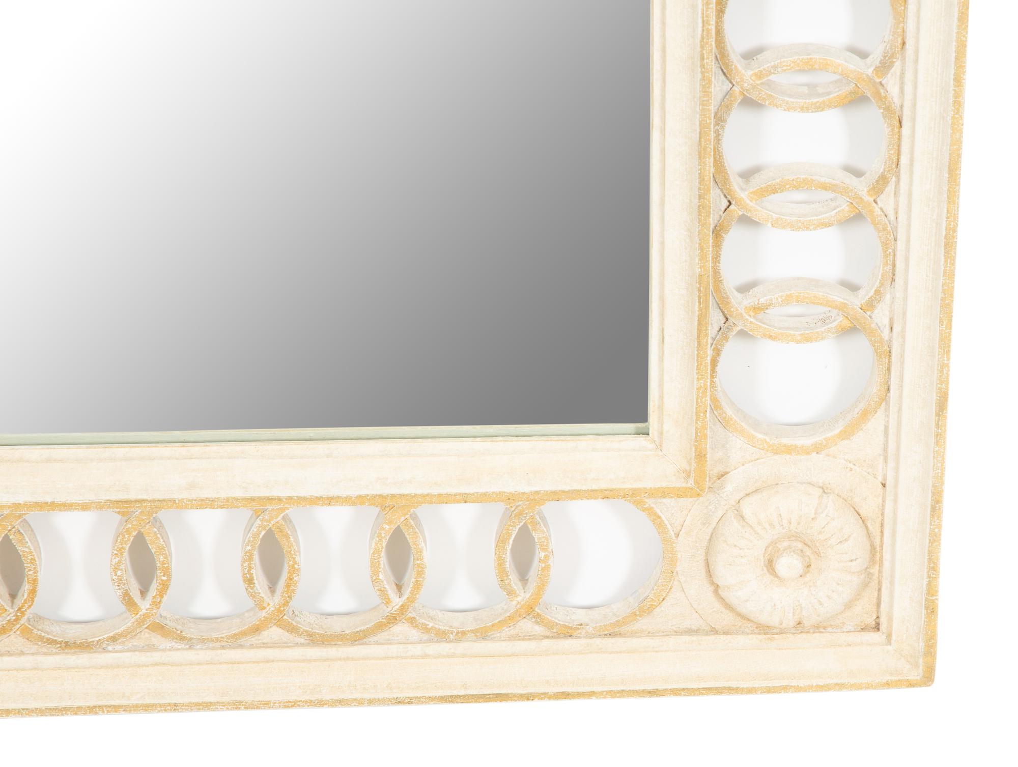 A Neoclassical Style Painted and Parcel Gilt Mirror