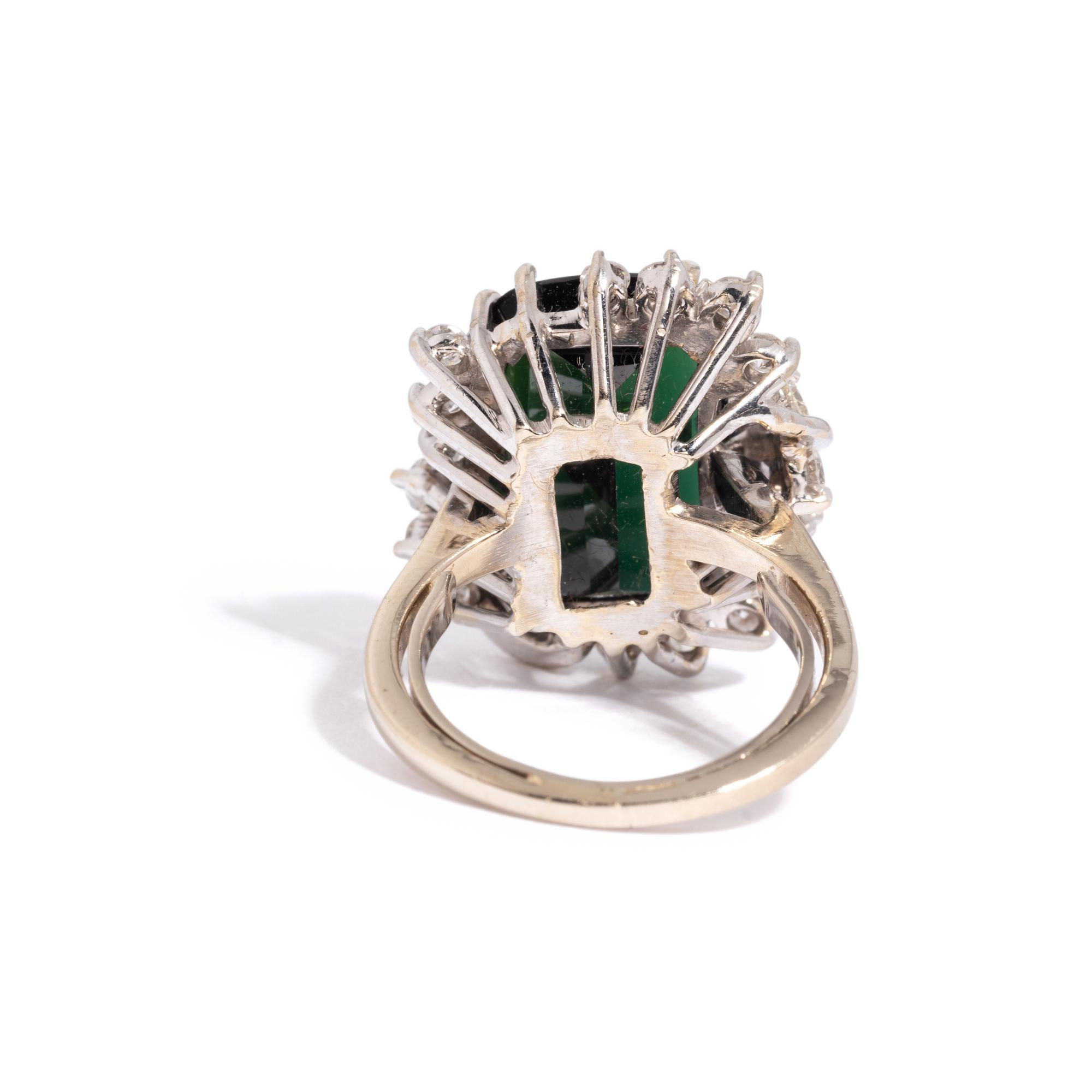 GREEN TOURMALINE AND DIAMOND RING