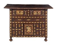 A Spanish Baroque Carved and Painted Walnut Chest