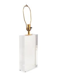 A Lucite Table Lamp with a Pleated Shade