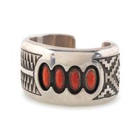 Cast Silver and Coral Cuff Bracelet